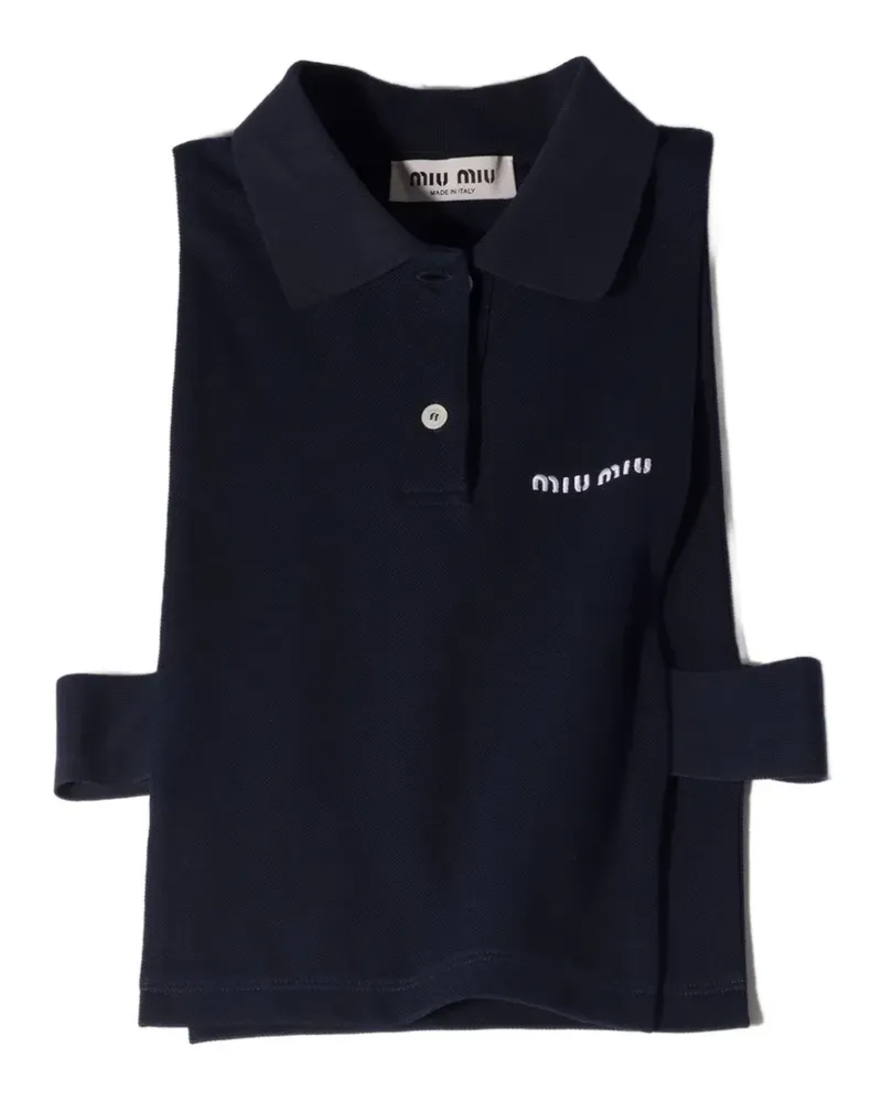 Miu Miu logo-print bib polo top - Schwarz Schwarz