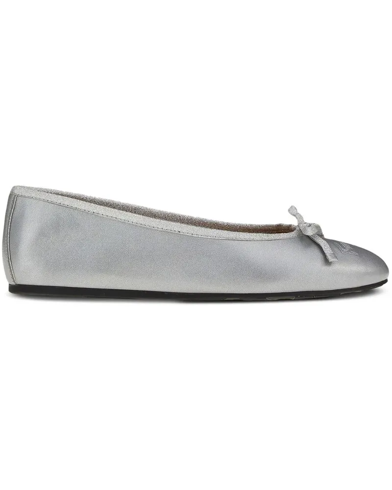 Ferragamo Ballerinas mit Logo-Stickerei - Silber Silber
