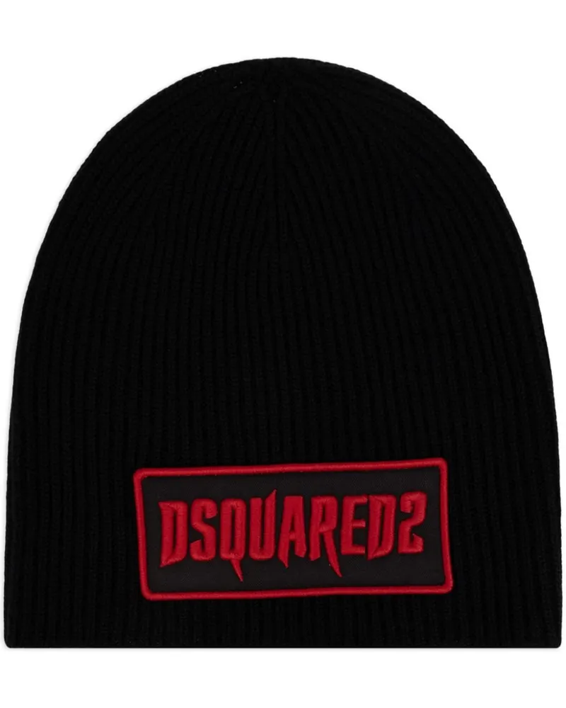 Dsquared2 Mütze mit Logo-Applikation - Schwarz Schwarz