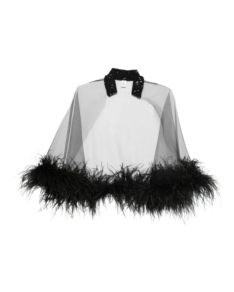 ATU Body Couture Cape mit Paillettenfedern - Schwarz Schwarz