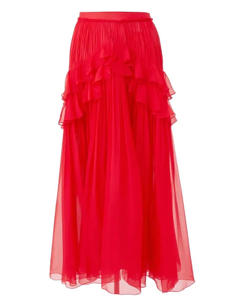 Carolina Herrera New York Midirock mit Rüschendetail - Rot Rot