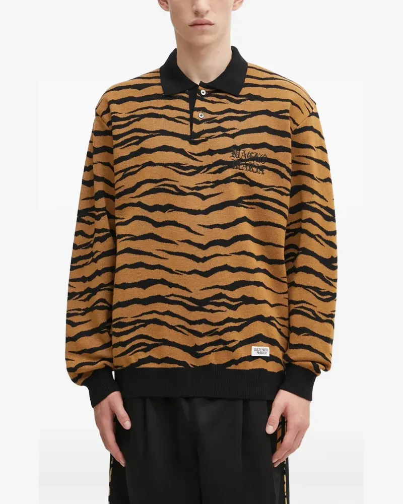 Wacko Maria animal-print polo shirt - Braun Braun