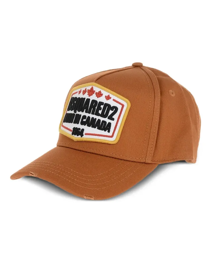 Dsquared2 embroidered-patch distressed baseball cap - Orange Orange