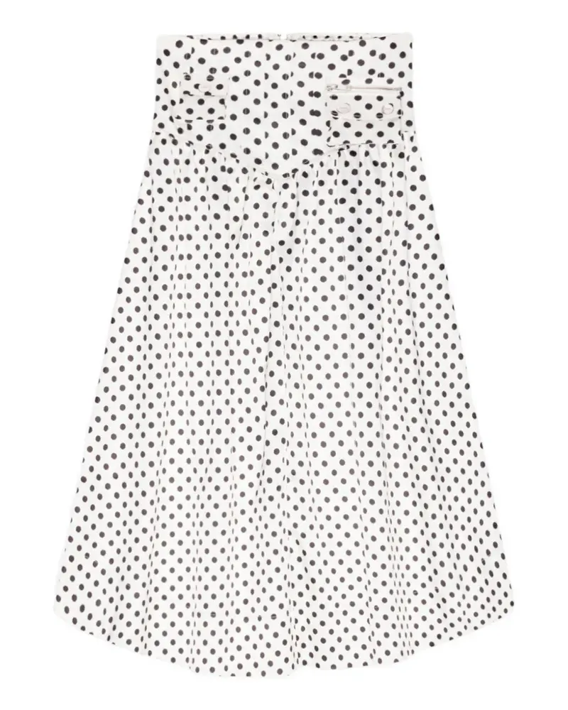 Ganni Maxirock mit Polka Dots - Weiß Weiß