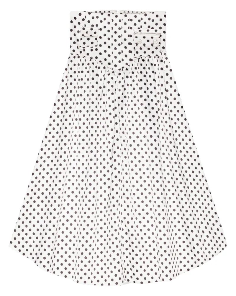 Ganni Maxirock mit Polka Dots - Weiß Weiß