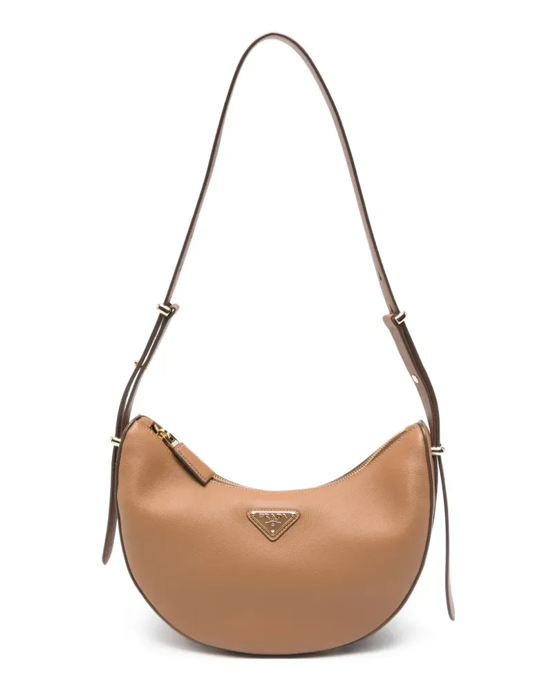 Prada logo-plaque shoulder bag - Nude Nude