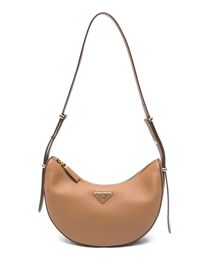 Prada logo-plaque shoulder bag - Nude Nude