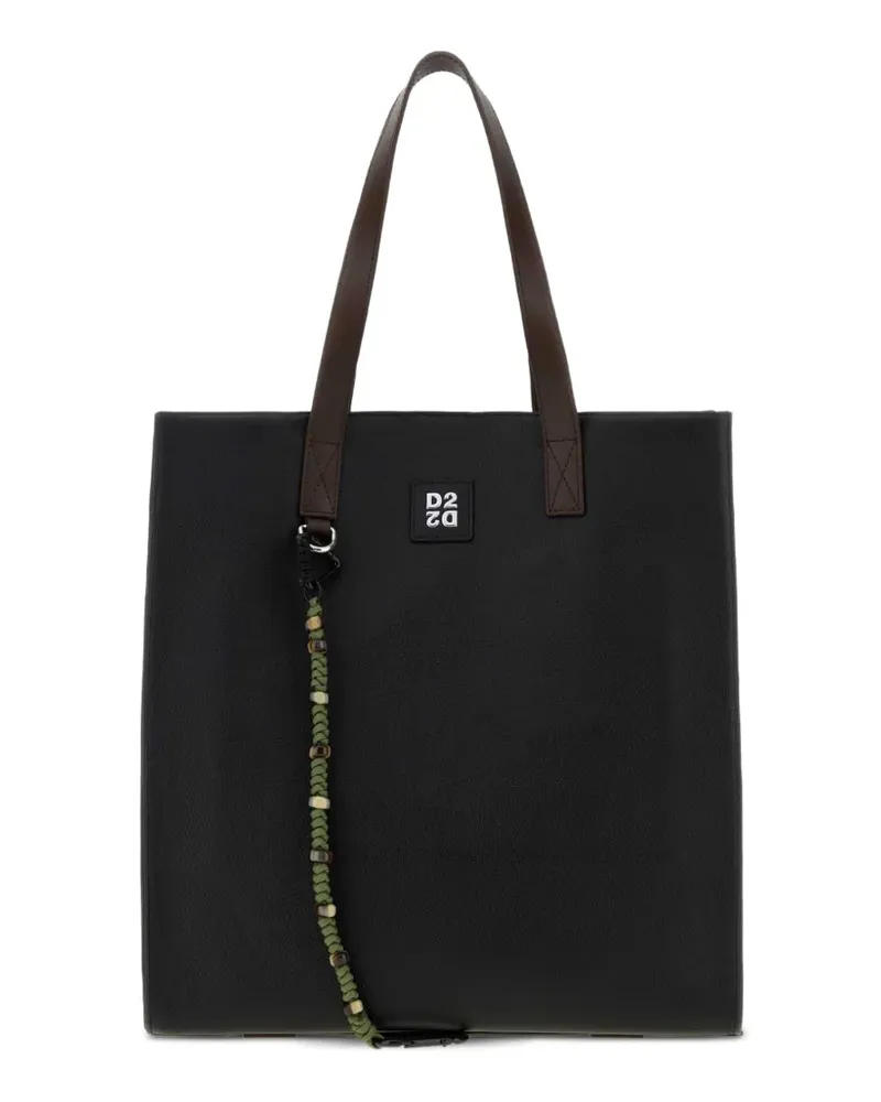Dsquared2 Tote Bag mit Logo-Patch und geflochtenem Riemen - Schwarz Schwarz