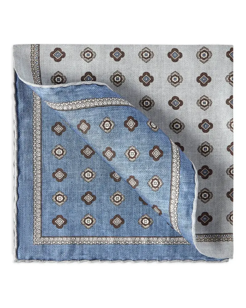 Brunello Cucinelli Einstecktuch aus Seide mit Medaillon-Design - Blau Blau