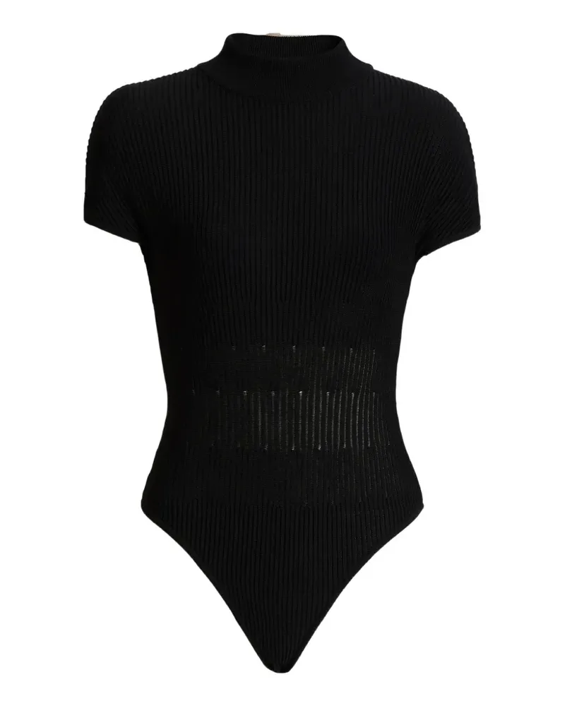 Balmain Gerippter Body - Schwarz Schwarz
