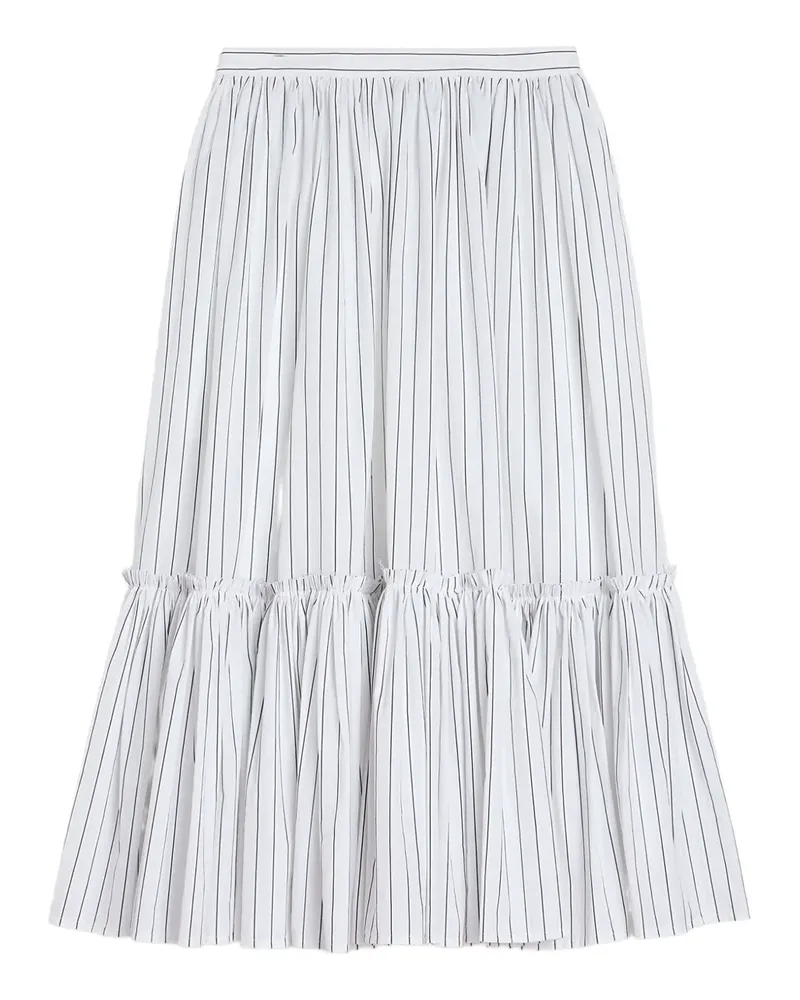 Jil Sander Geraffter Midirock mit Streifen - Weiß Weiß