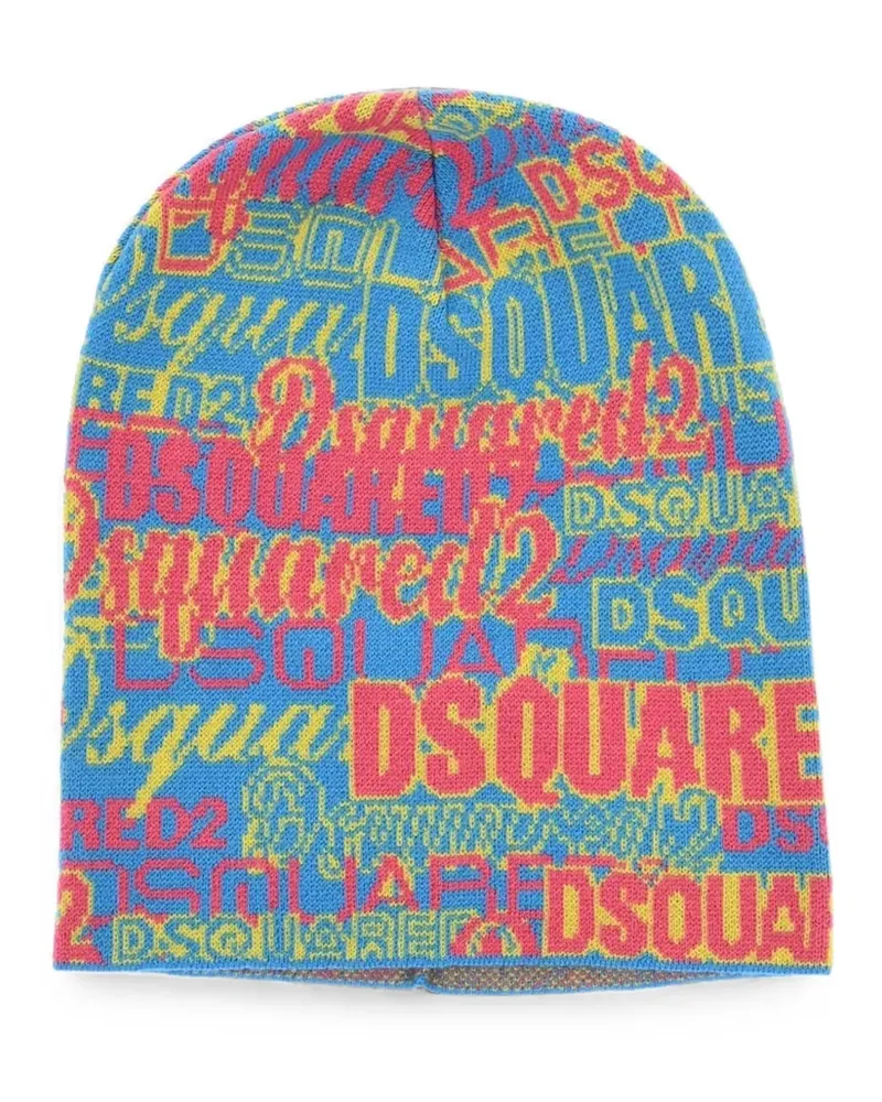 Dsquared2 logo-intarsia beanie hat - Blau Blau