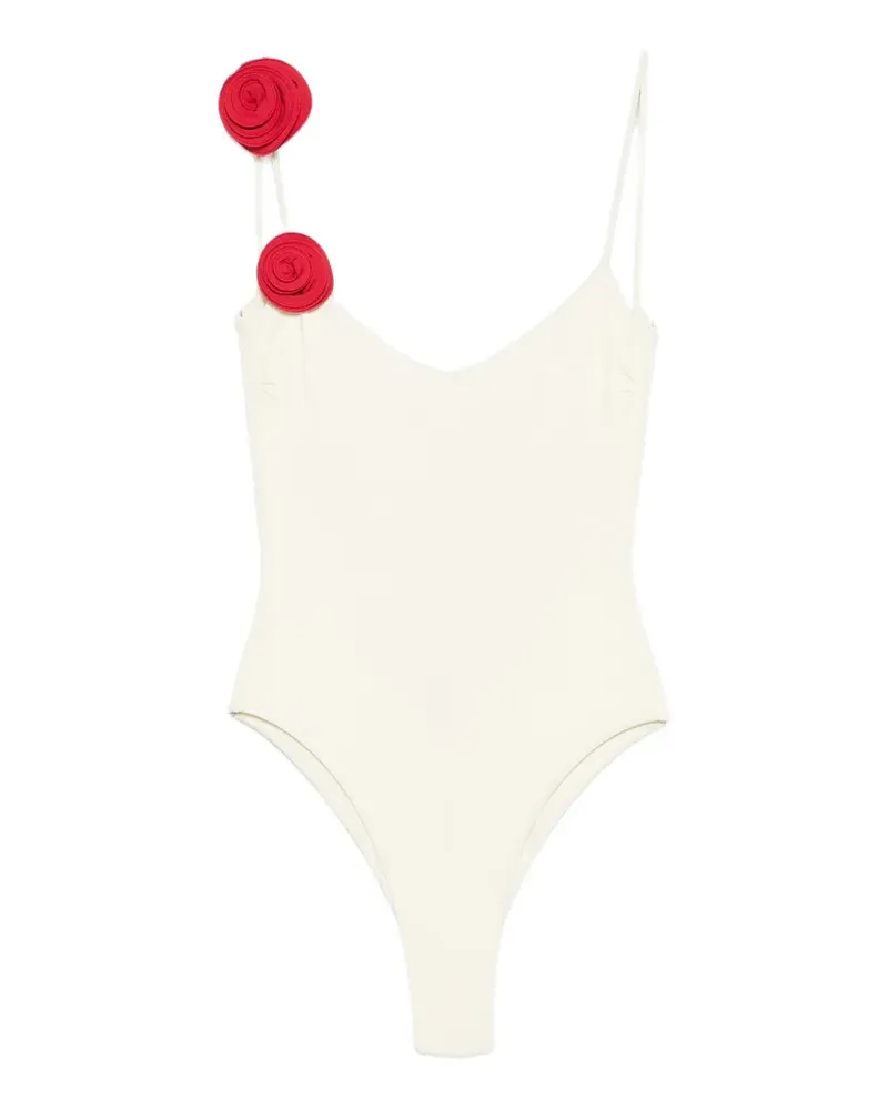 La Reveche Ashar floral-appliqué swimsuit - Nude Nude