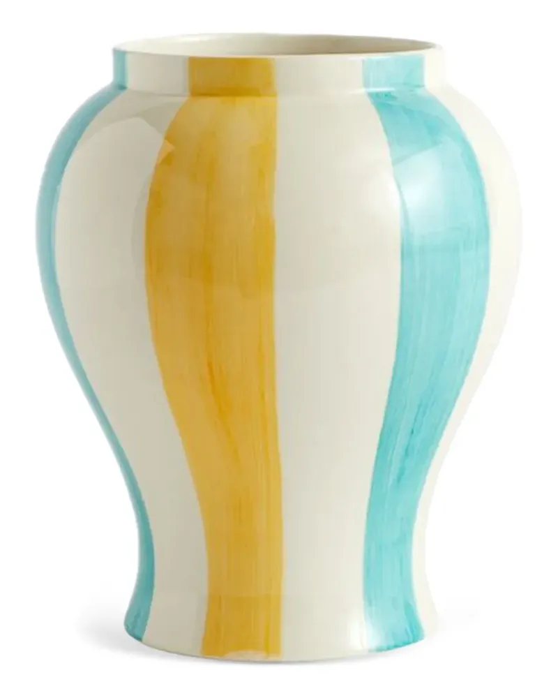 Hay Gestreifte Keramikvase (19cm x 25cm) - Grün Grün