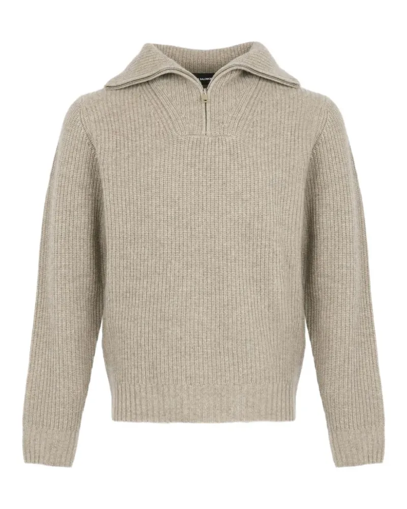 Yves Salomon Gerippter Pullover mit Reißverschluss - Nude Nude