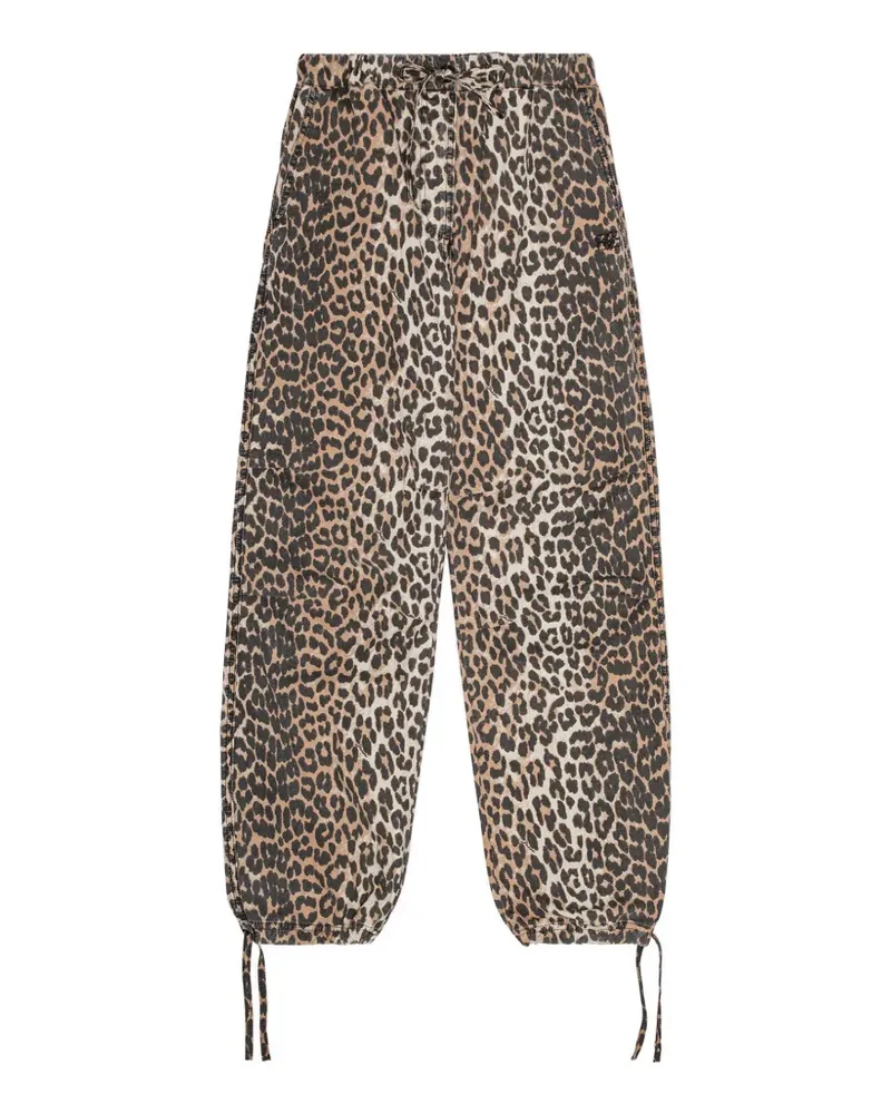 Ganni Cargohose mit Leopardenprint - Schwarz Schwarz
