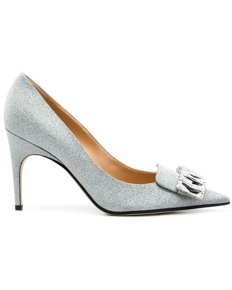 Sergio Rossi Pumps mit Logo-Schild Silber