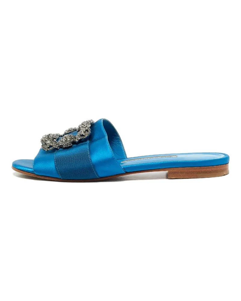 Manolo Blahnik Martamod Pantoletten mit Kristallen - Blau Blau