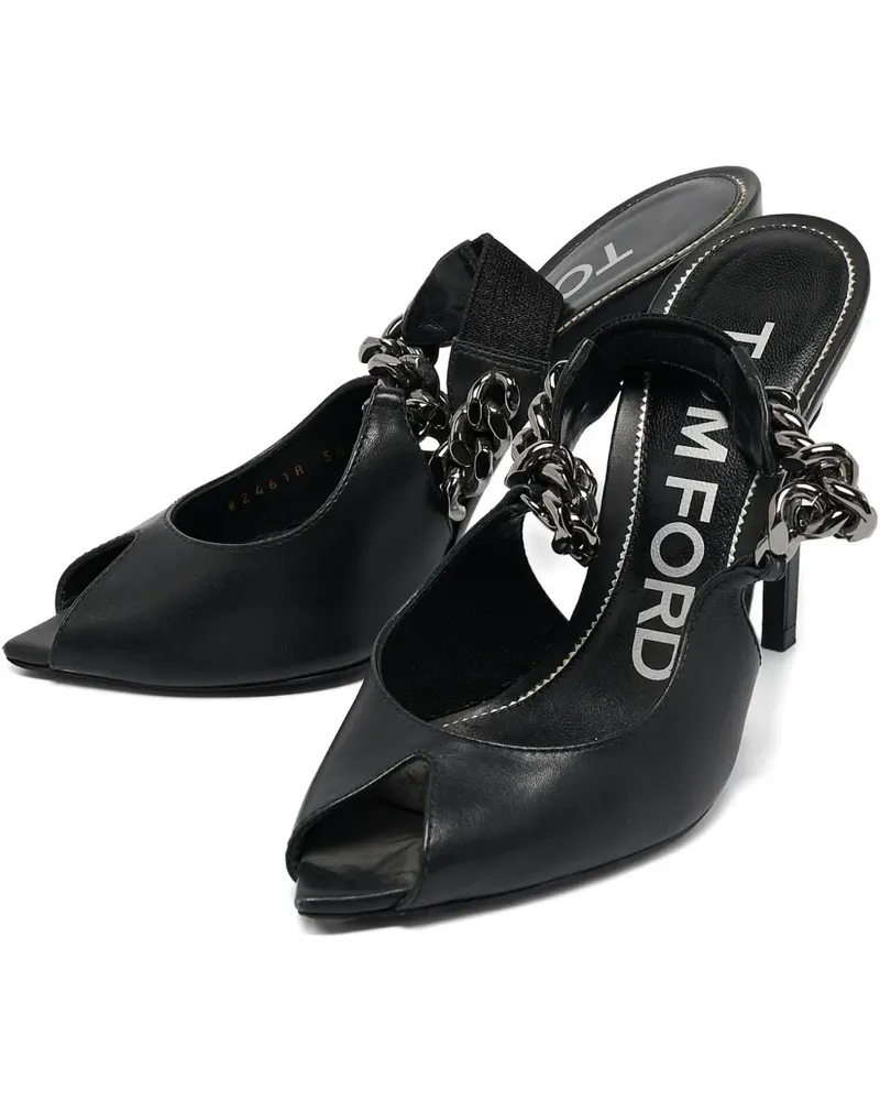 Tom Ford Peeptoe-Pumps mit Kettendetail - Schwarz Schwarz