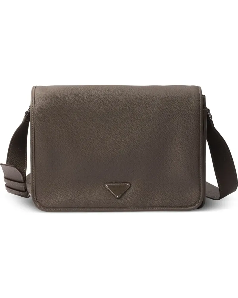 Prada Kuriertasche aus Leder - Grau Grau
