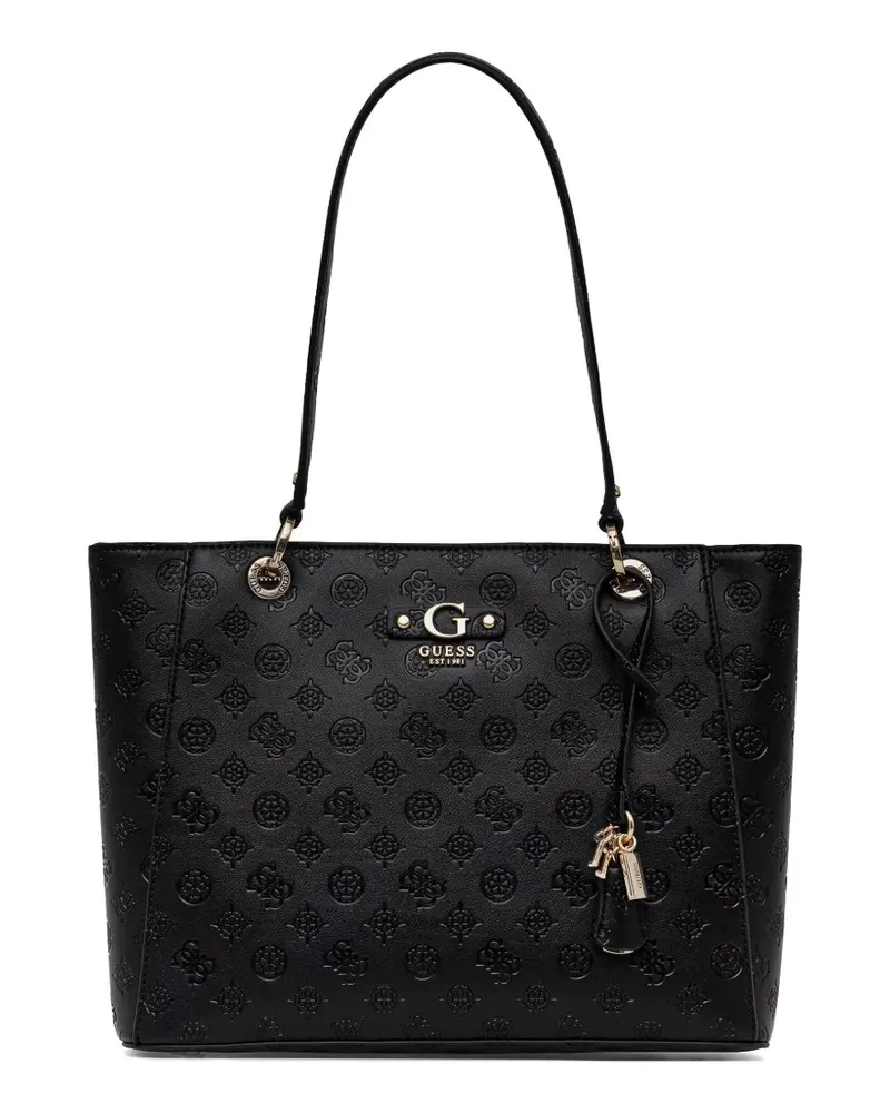Guess Gemusterter Dita Tote Bag - Schwarz Schwarz