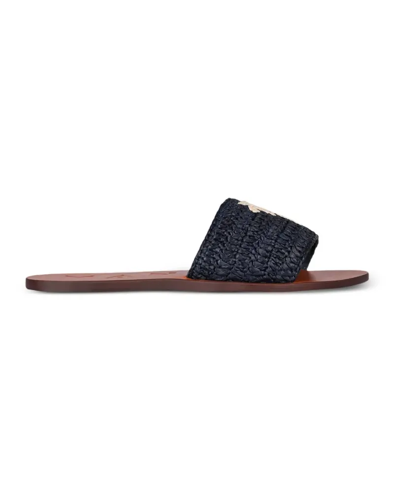 Manebí Gewebte Sandalen mit Palmen-Patch - Blau Blau