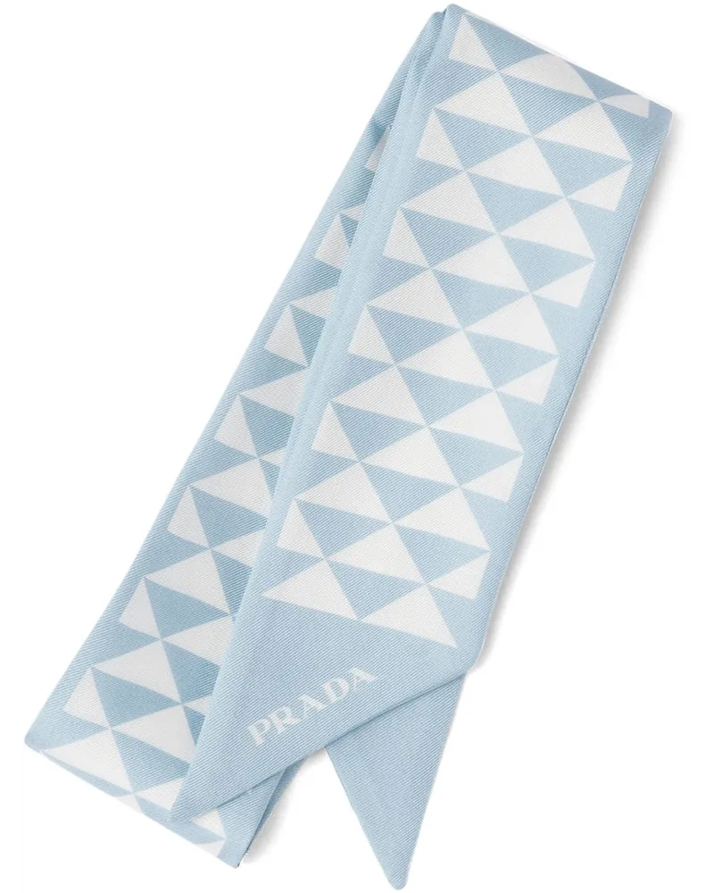 Prada Schal mit Logo - Blau Blau