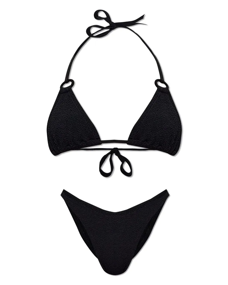 Hunza G Eva Seersucker-Bikini - Schwarz Schwarz