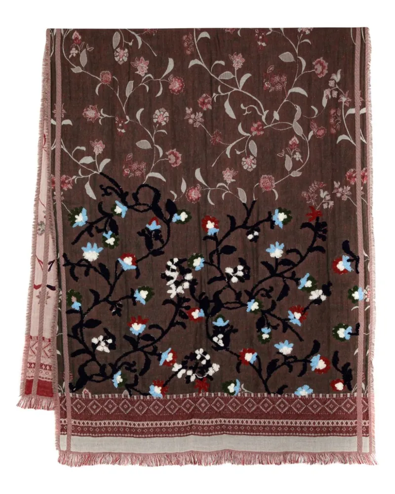 Leathersmith of London Schal mit Blumen-Stickerei - Grün Grün