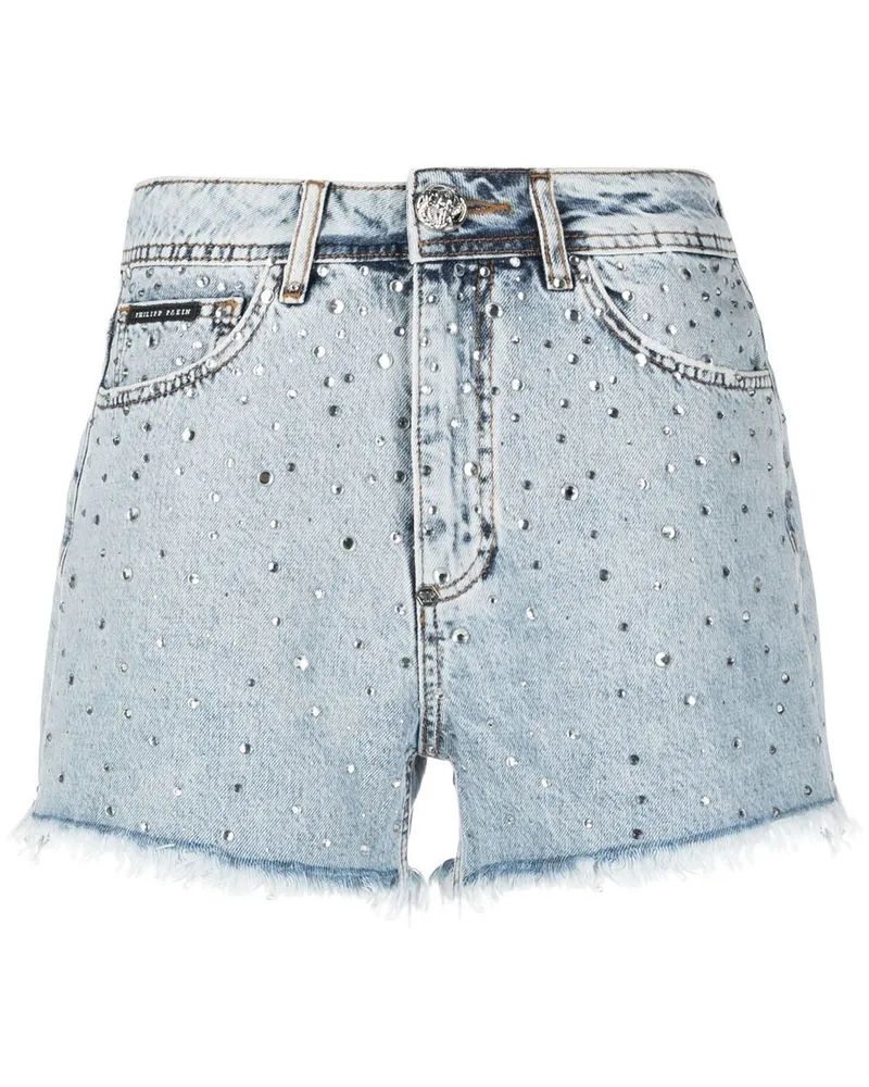 Philipp Plein Mini Shorts mit Kristallen - Blau Blau