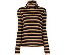 Gestreifter Rollkragenpullover - Gelb
