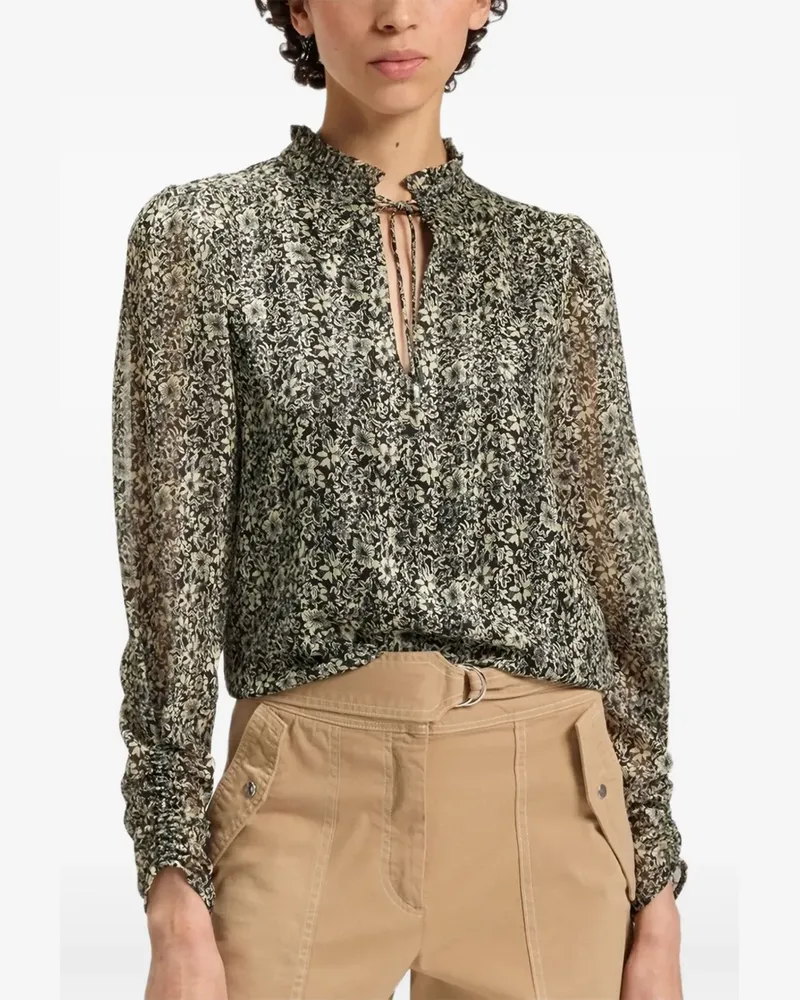 HUGO BOSS Bluse mit Blütenmuster - Schwarz Schwarz