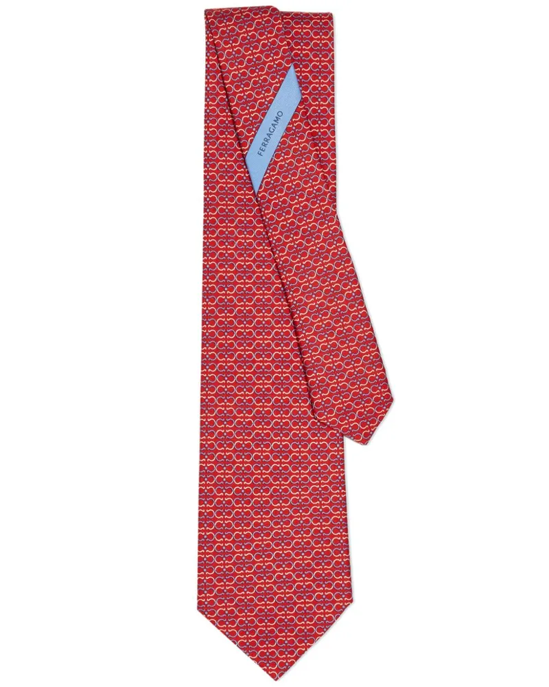 Ferragamo Krawatte mit Gancini-Print - Rot Rot