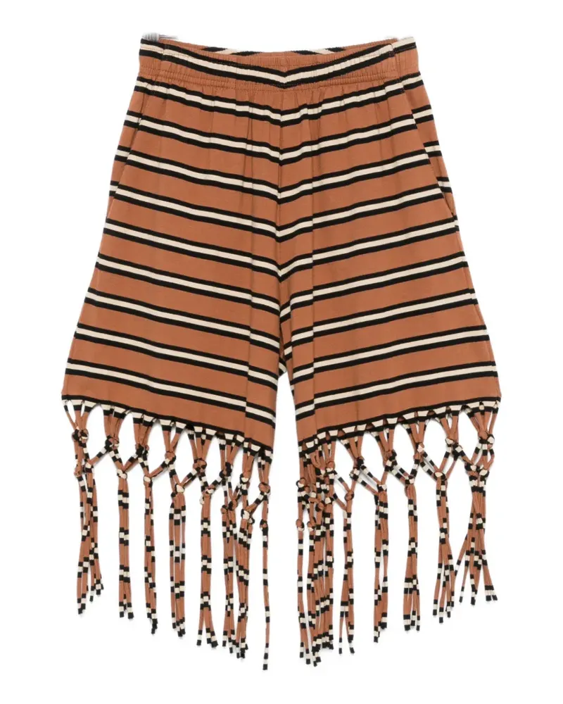 Nanushka Analu fringed striped shorts - Braun Braun