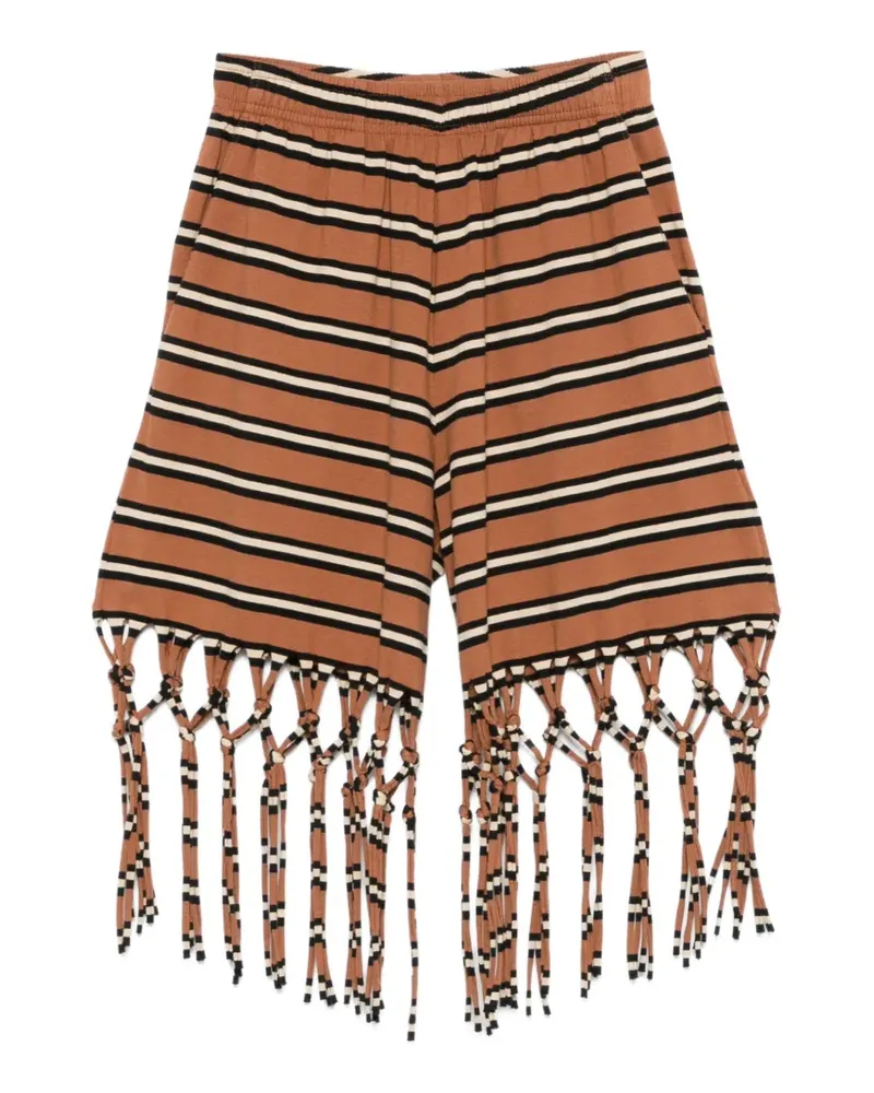Nanushka Analu fringed striped shorts - Braun Braun