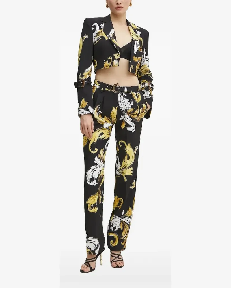 Versace Jeans Cropped-Top mit Barock-Print - Schwarz Schwarz
