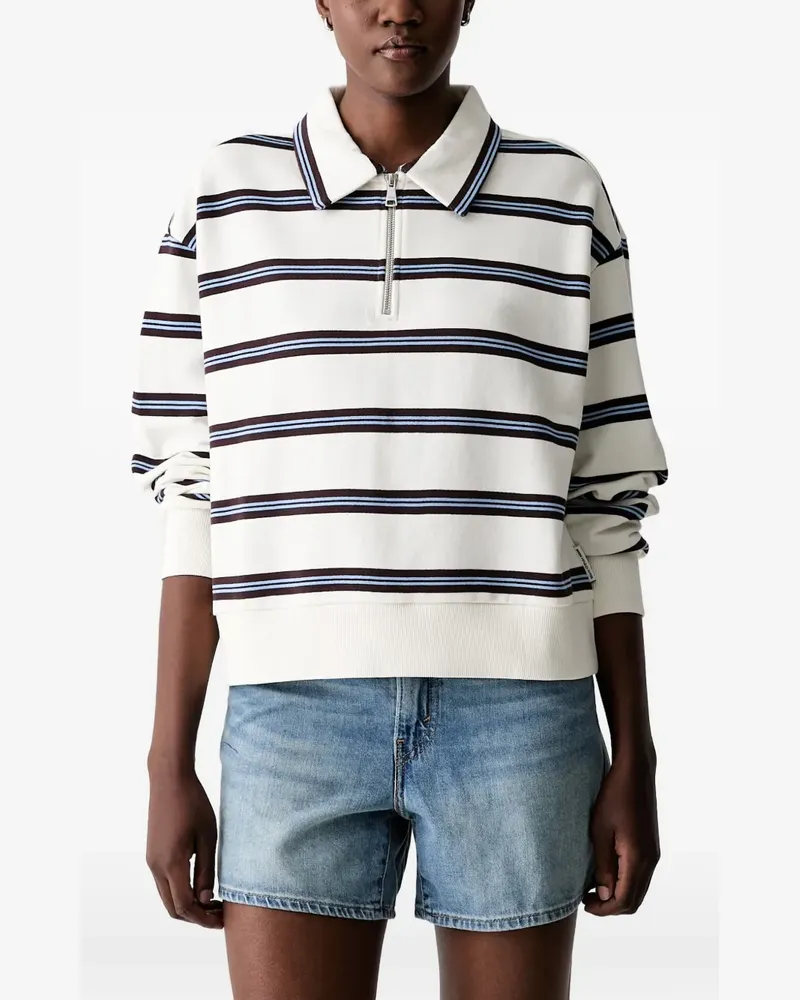 Marc O'Polo striped quarter-zip sweatshirt - Weiß Weiß