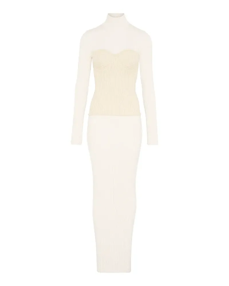 Jean Paul Gaultier ribbed-knit maxi dress - Weiß Weiß