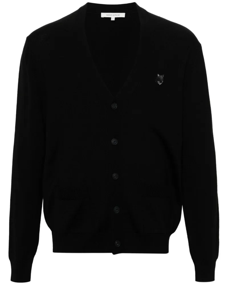 Kitsuné Chillax Fox Wollcardigan - Schwarz Schwarz