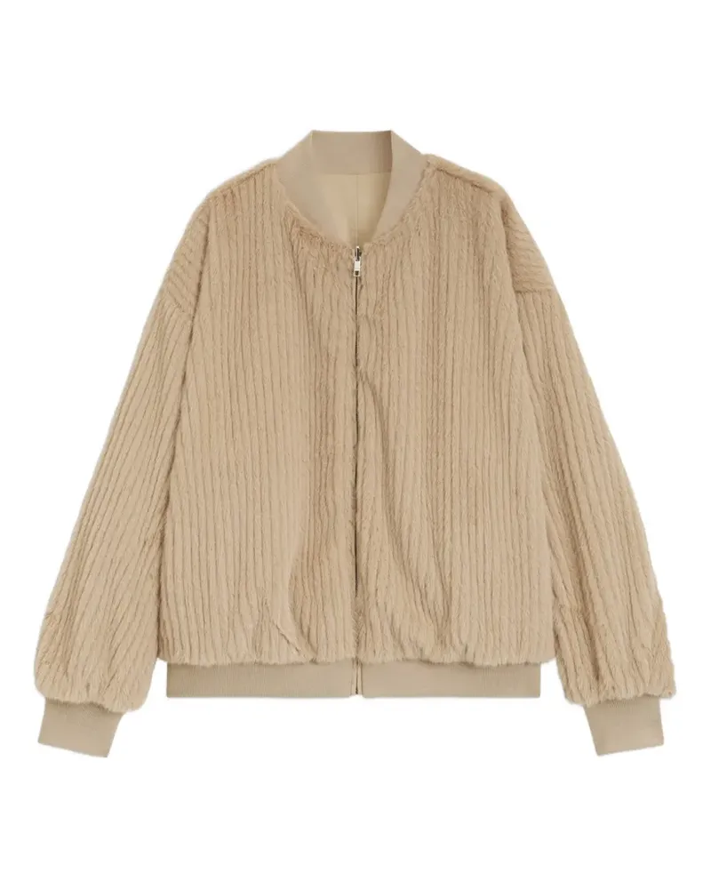 HUGO BOSS Wendbarer Bomberjacke aus Satin und Faux Fur - Nude Nude
