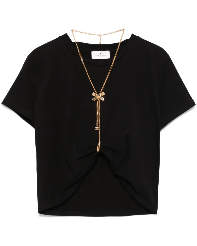 Elisabetta Franchi Jersey-T-Shirt mit Schleife - Schwarz Schwarz