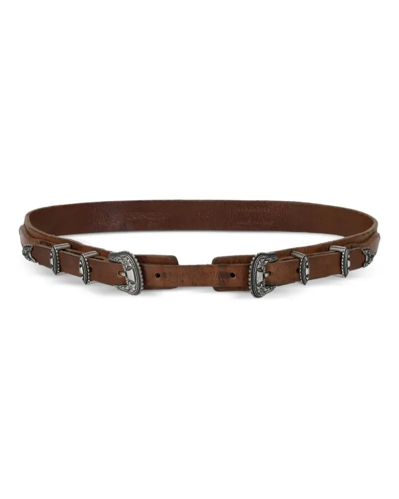 Fortela double-buckle leather belt - Braun Braun