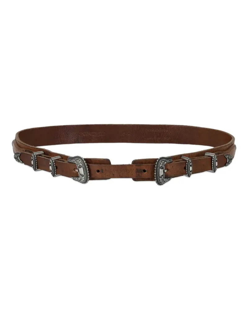 Fortela double-buckle leather belt - Braun Braun