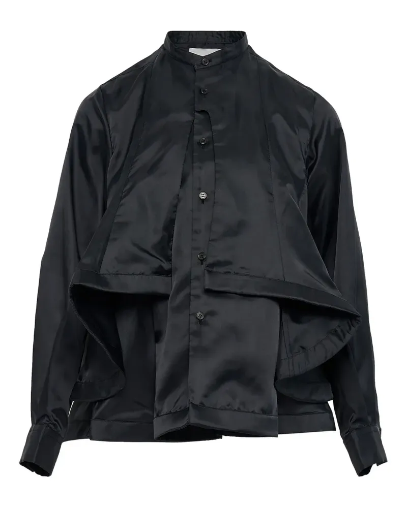 Noir Kei Ninomiya ruffled-layer twill shirt - Schwarz Schwarz