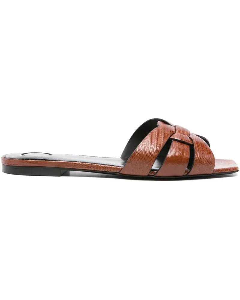 Saint Laurent Sandalen mit Webmuster - Braun Braun