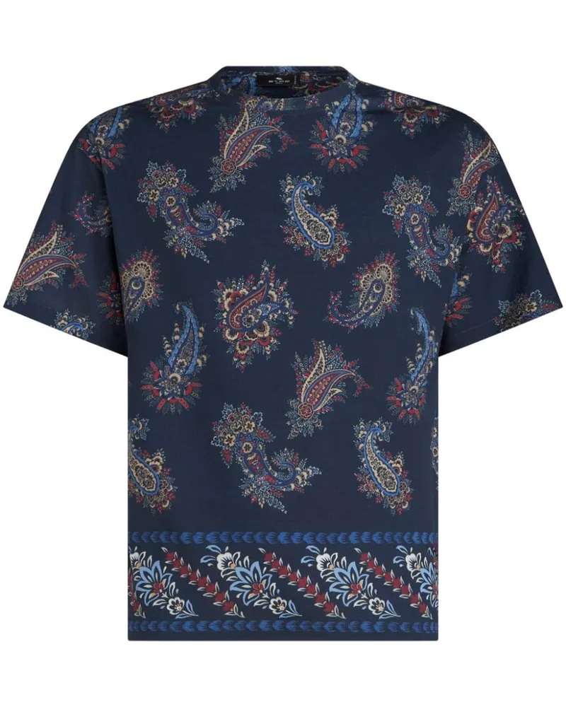 Etro T-Shirt mit Paisleymuster - Blau Blau