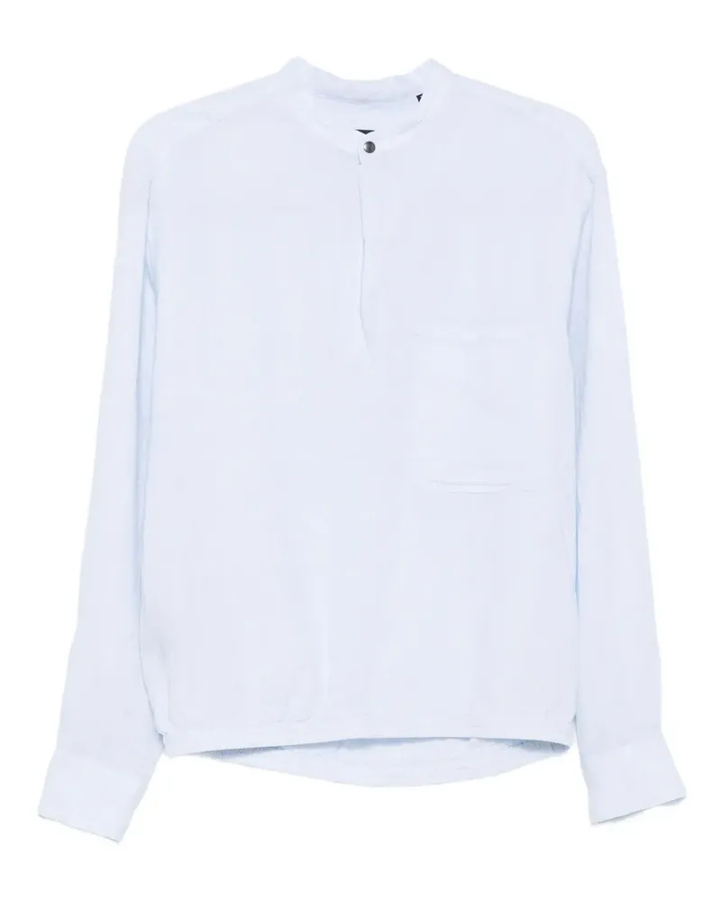 Giorgio Armani Leinenhemd mit Stehkragen - Blau Blau