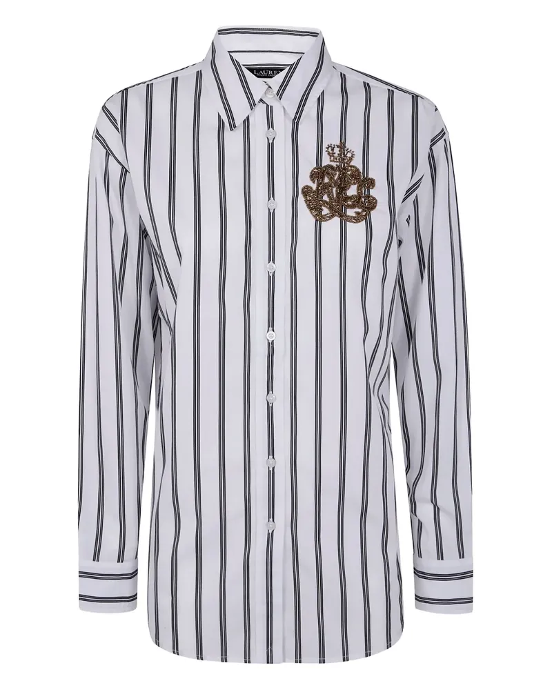 Ralph Lauren striped beaded-embellished shirt - Weiß Weiß
