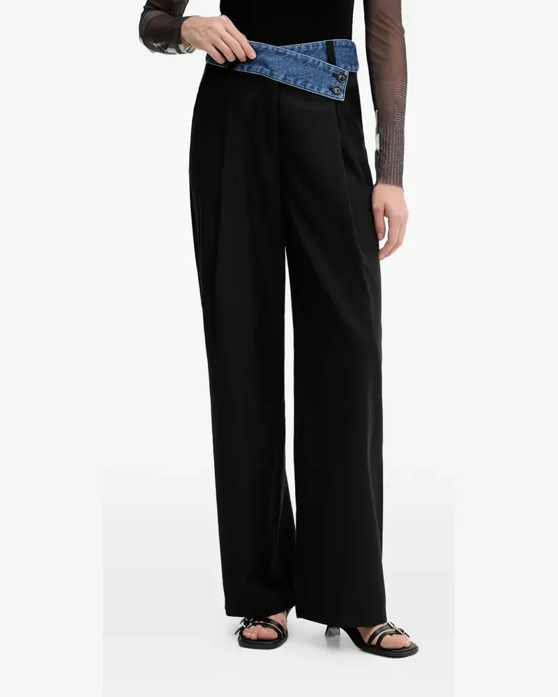 Desigual pleated denim panel trousers - Schwarz Schwarz