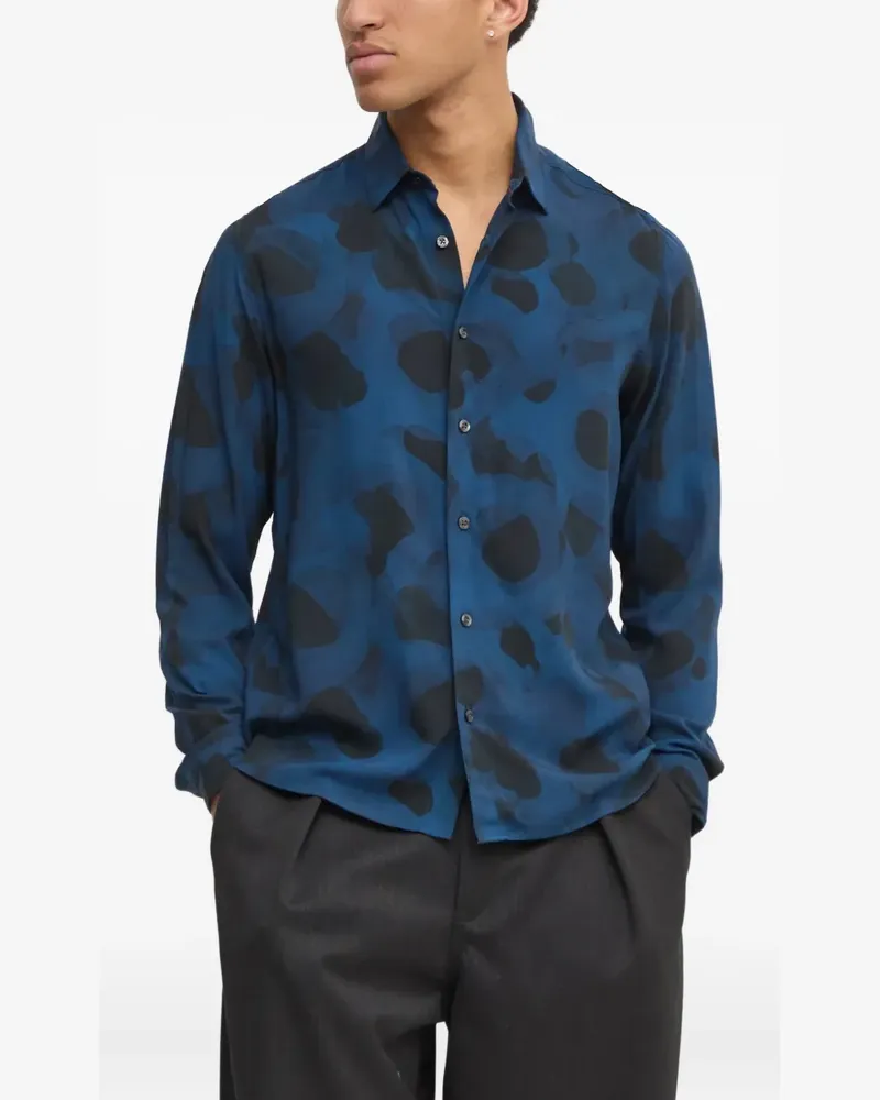 HUGO BOSS Hemd mit abstraktem Print - Blau Blau